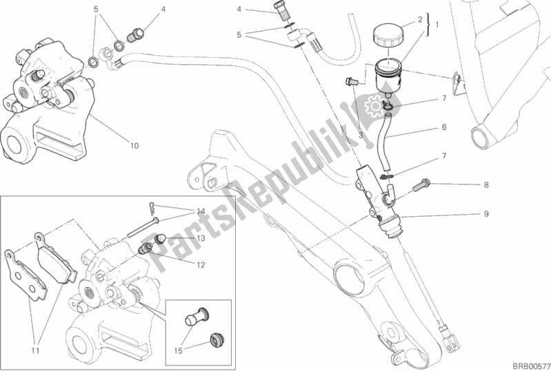 All parts for the Rear Brake System of the Ducati Monster 797 Plus 2019
